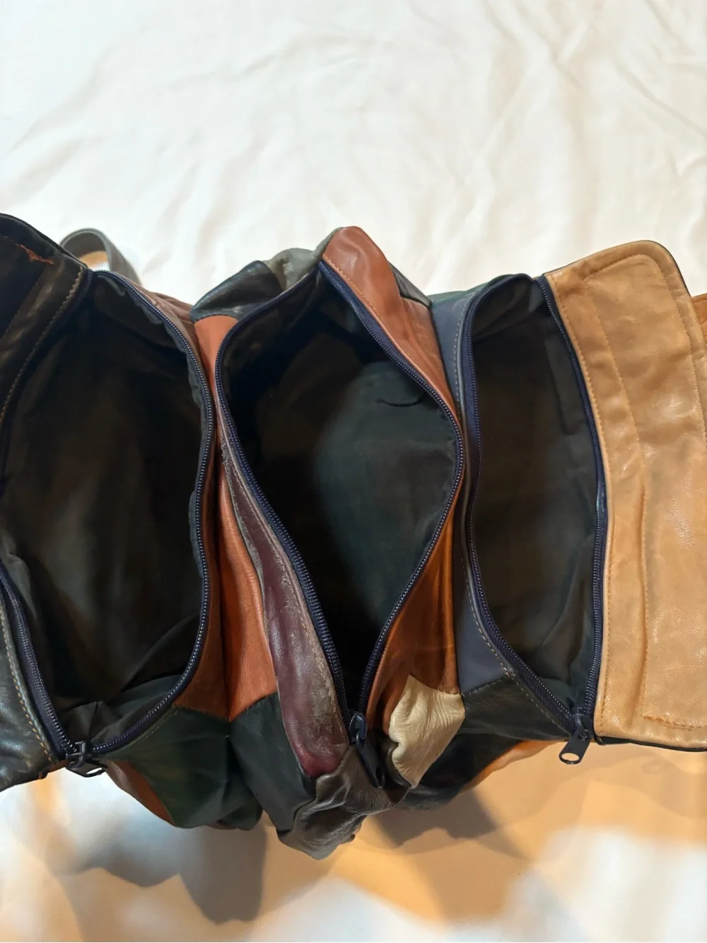 Patchwork Leather Crossbody Bag in Brown and Black
